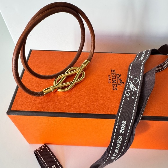 Hermes 2-row Atame GD Leather Bracelet - Picture 4 of 15